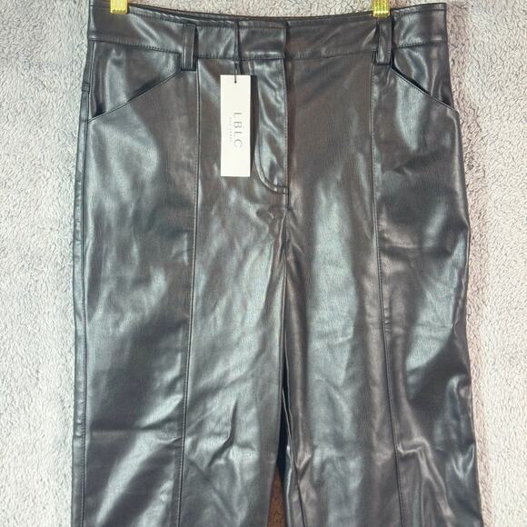 Revolve NWT LBLC THE LABEL Black Vegan Jen Faux Leather Trousers Pants Large - Picture 4 of 15
